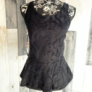 Express | Black Peplum Lace Top